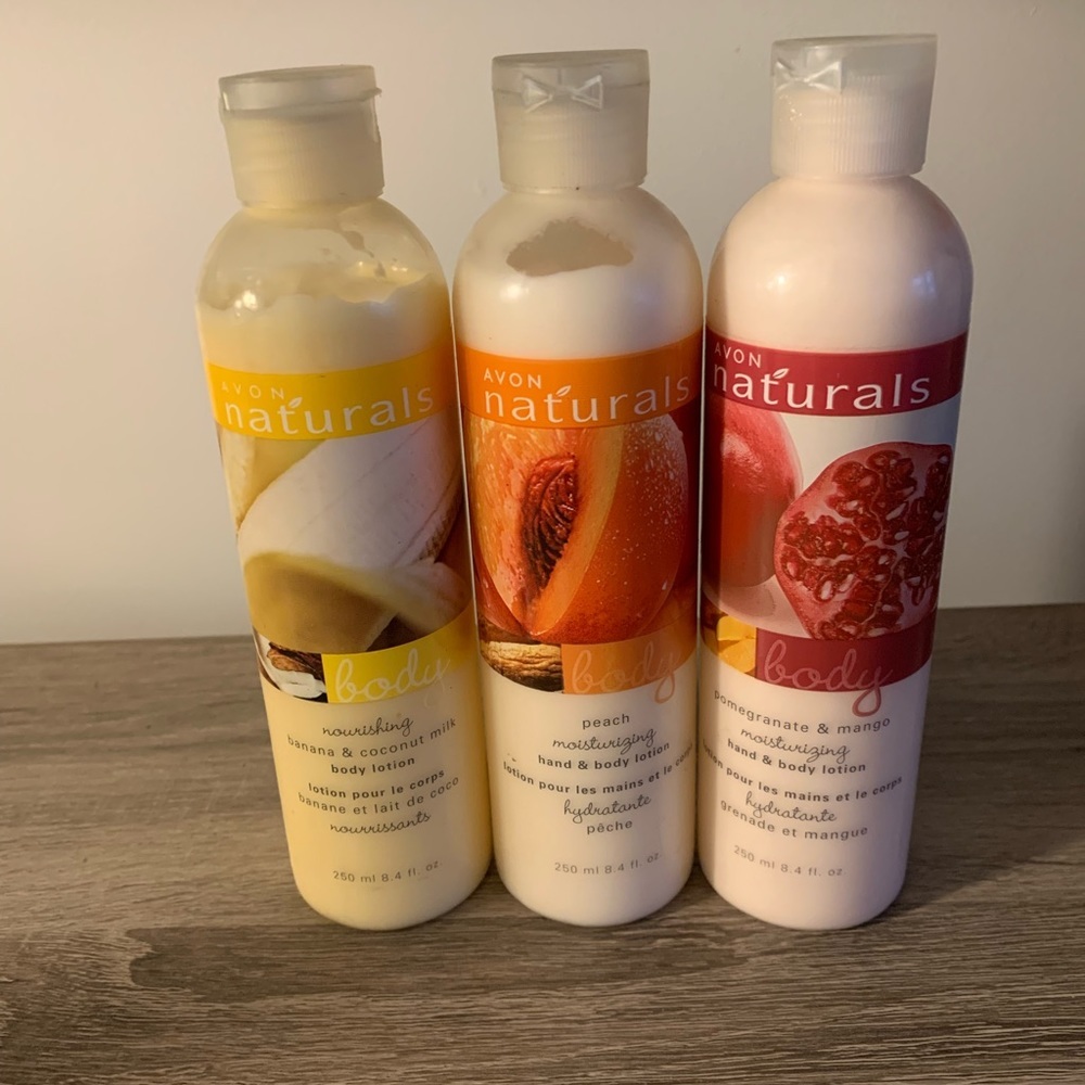 Vtg Avon Naturals Banana Coconut, Peach & Pomegranate Mango Body Lotion Lot of 3